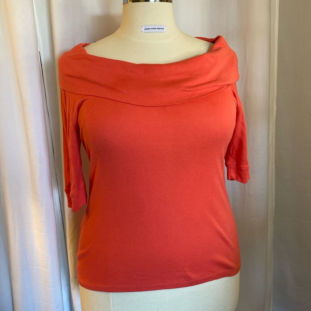 Coral off the shoulder Knit Top